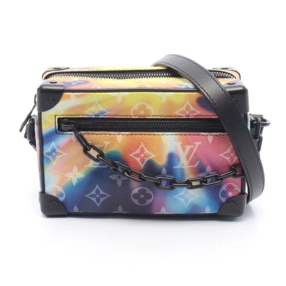 Louis Vuitton Soft Trunk Monogram Sunset Canvas Leather Shoulder Bag Black